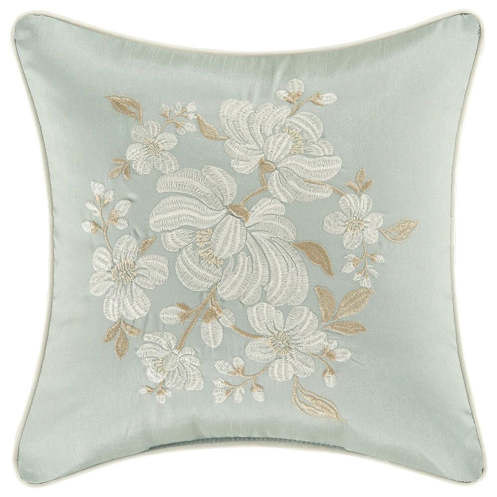 J. Queen New York Spring Garden 16" Square Throw Pillow in Spa and White, , large