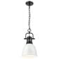 Golden Lighting Duncan 1-Light Small Pendant with Chain and White Shade in Matte Black, , large