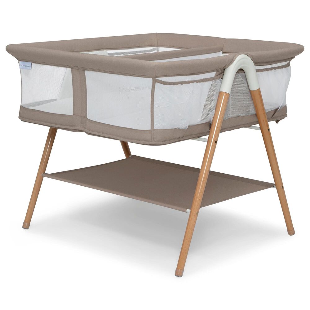 Delta Children Bondi Beechwood Twin Bassinet in Tan, , large