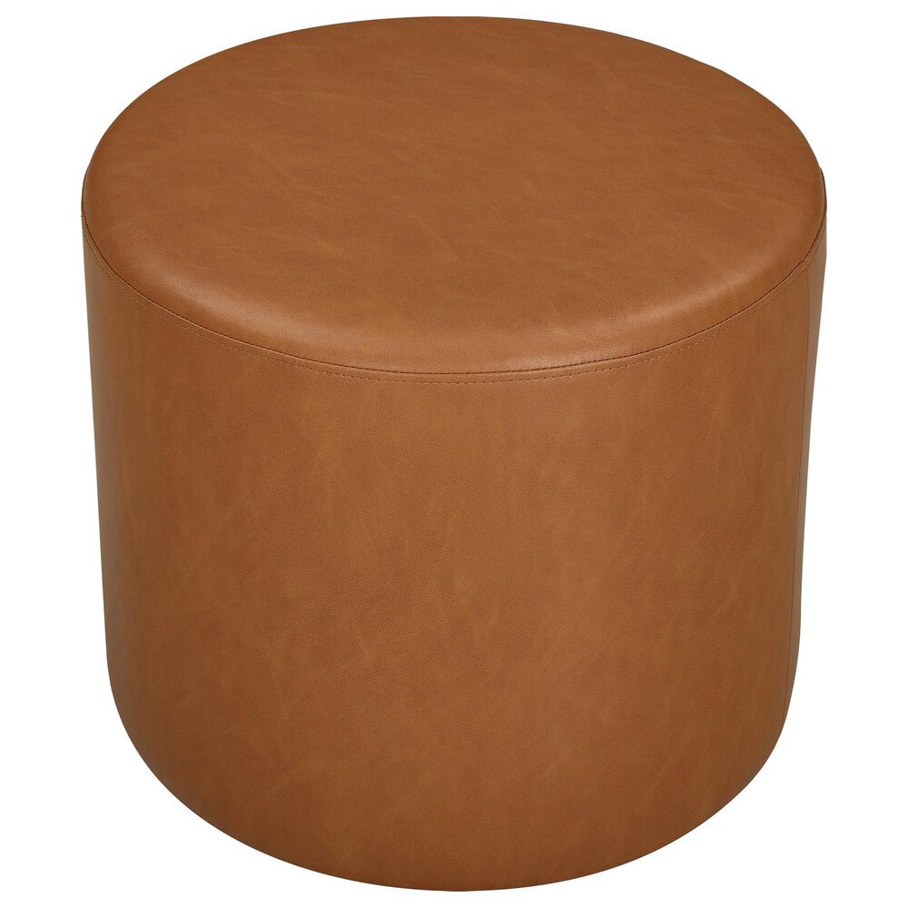 Lifestyle Solutions Garrett Round Ottoman in Caramel, , large