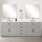 Lexora Home Abbey 84" Double Bathroom Vanity in White Oak with 2 cm White Quartz Top and Rectangular Sinks, , large