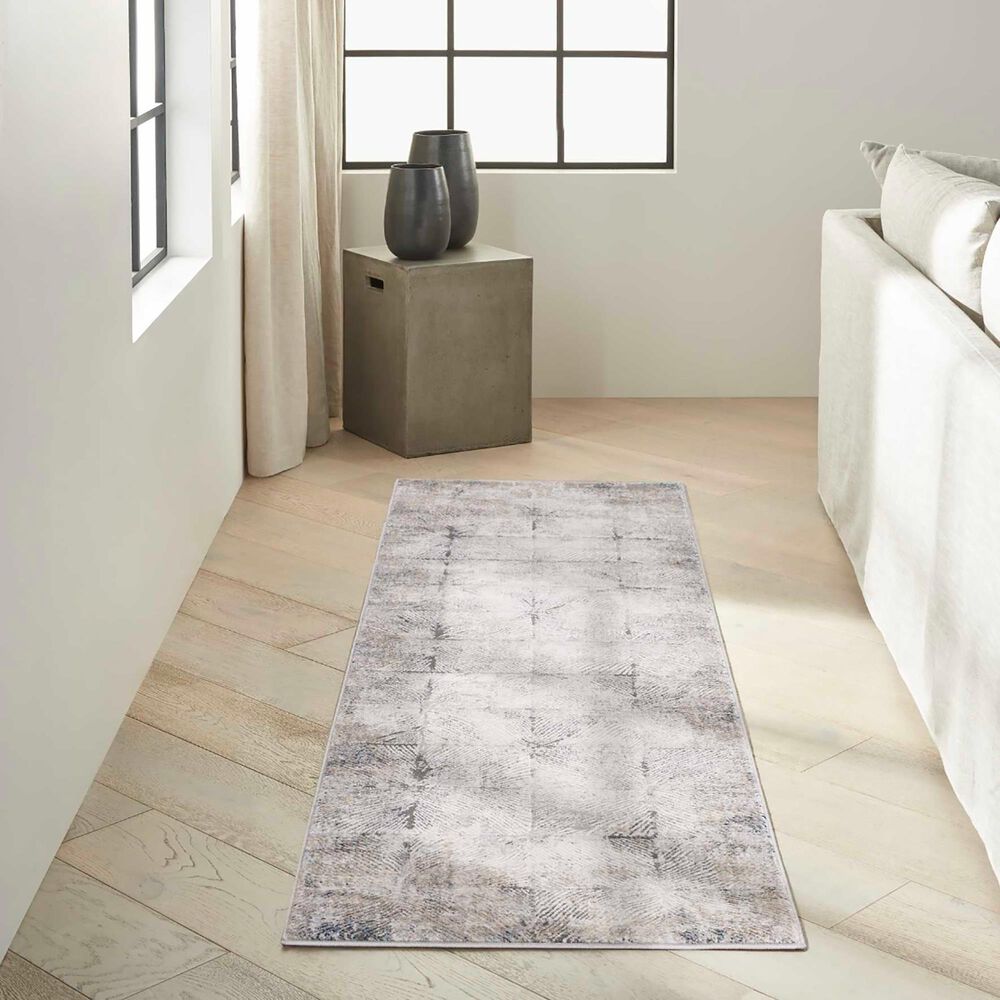 Nourison Infinity 2&#39;2&quot; x 7&#39;6&quot; Ivory and Grey Runner, , large
