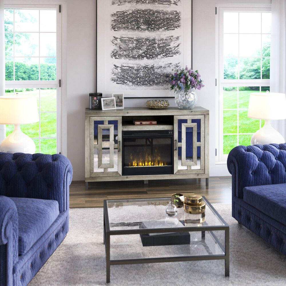 Classic Flame 55" Mirrored Media Fireplace in Silver, , large