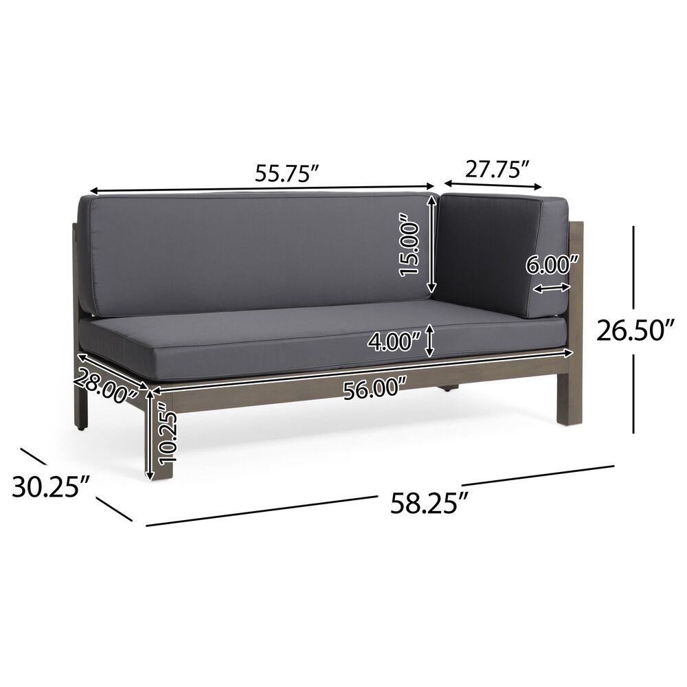 Hearth and Haven Brava Outdoor Corner Bench with Coffee Table in Dark Gray, , large