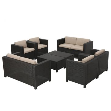 Noble House Puerta 8-Piece Patio Chat Set in Dark Brown, , large