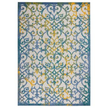 Nourison Aloha 6" x 9" Ivory and Blue Indoor/Outdoor Area Rug, , large