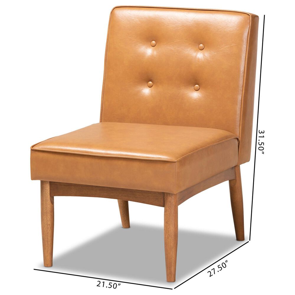 Baxton Studio Arvid Side Chair with Tan Cushion in Walnut Brown, , large