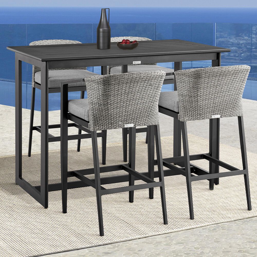 Blue River Aileen 5-Piece Patio Bar Set in Black and Grey, , large