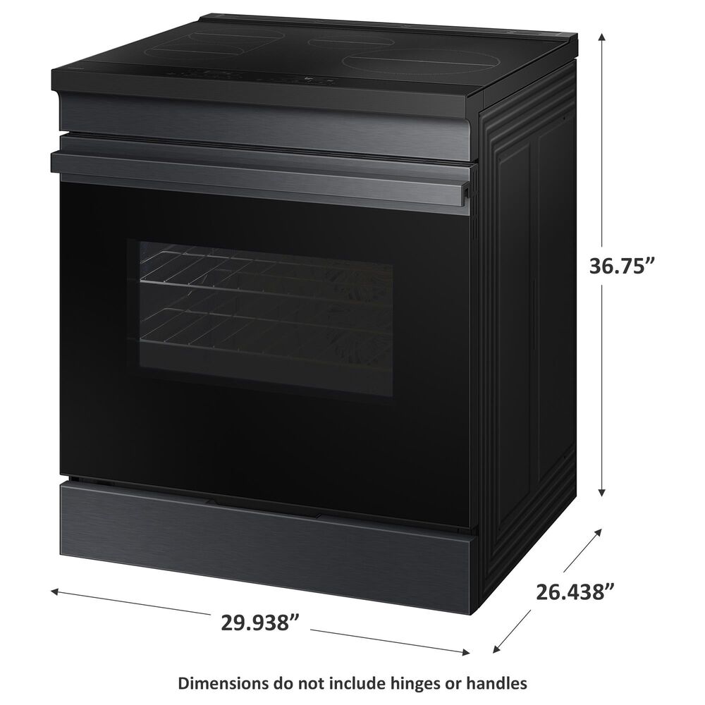 Samsung Bespoke Bespoke 6.3 Cu. Ft. Smart Slide-In Electric Induction Range with Anti-Scratch Glass Cooktop in Matte Black Steel, , large