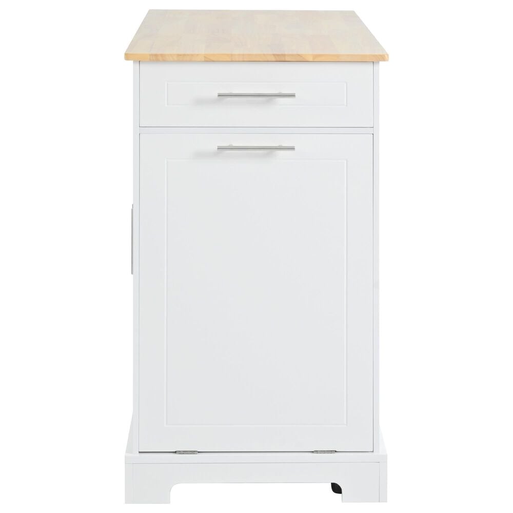 HOMLUX 49" Kitchen Island with Trash Can Storage Cabinet in White, , large