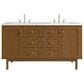 James Martin Laurent 60" Double Bathroom Vanity in Honey Oak with 3 cm White Zeus Silestone Top and Rectangular Sinks, , large