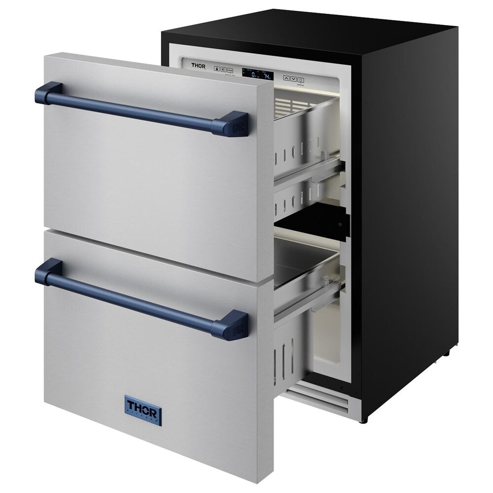 Thor Kitchen Gordon Ramsay 5.4 Cu. Ft. Undercounter Drawer Freezer with Blue Handle Kit in Stainless Steel, , large