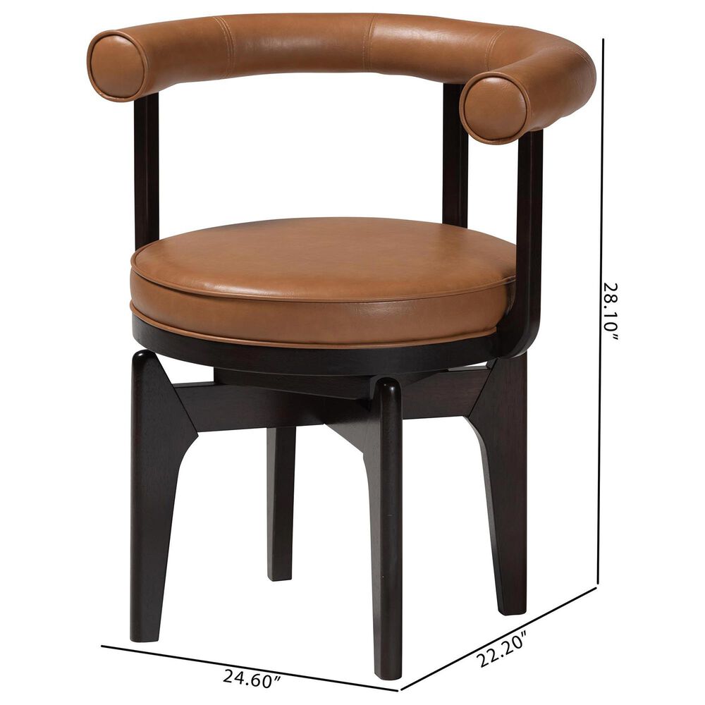 Baxton Studio Delacruz Swivel Arm Chair in Black, , large