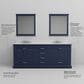 Lexora Home Dukes 80" Double Bathroom Vanity in Navy Blue with 2 cm White Quartz Top and Rectangular Sinks, , large