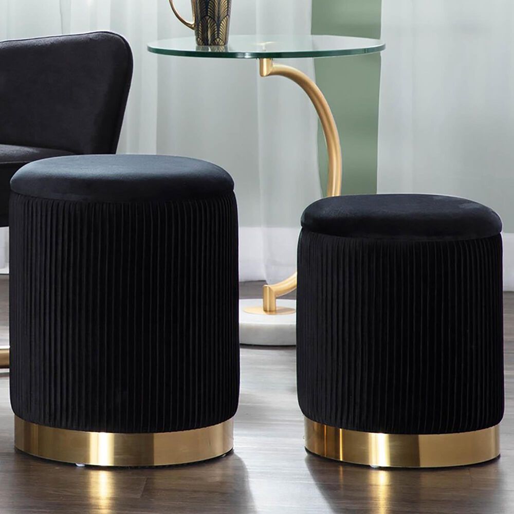Lumisource Marla 2-Piece Nesting Ottoman Set in Black, , large