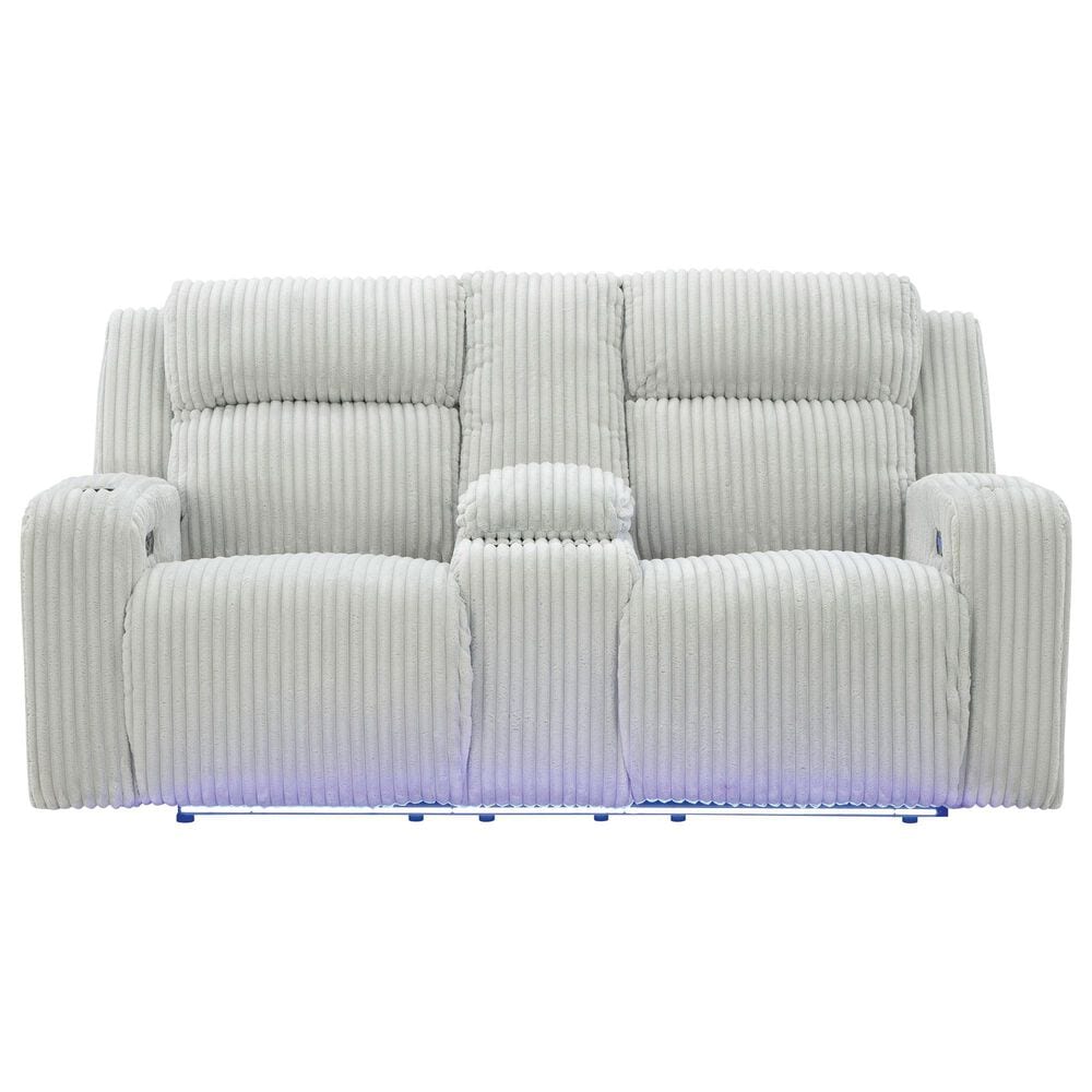 Ashley Forest Lake Power Reclining Loveseat with Console and Adjustable Headrest in Alloy Velvet, , large