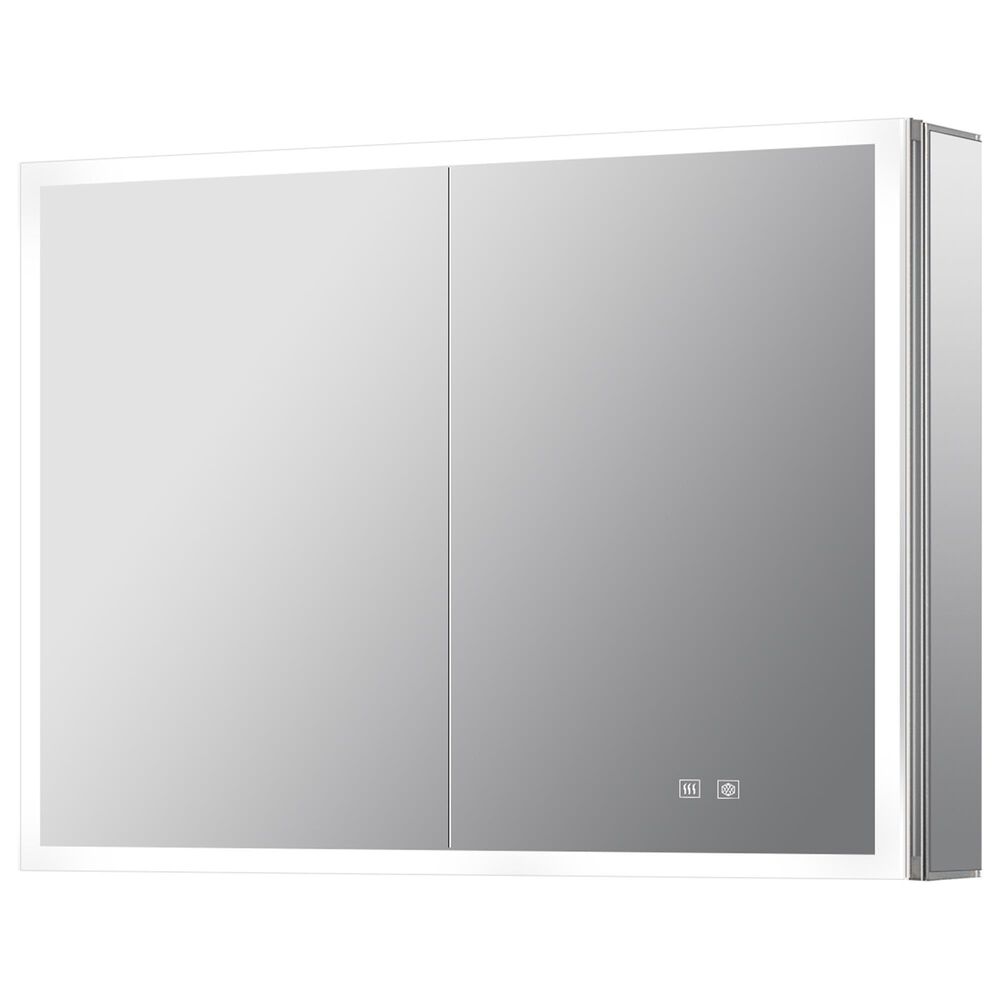 Lexora Home Mesa 36" x 28" LED Mirror Medicine Cabinet with Defogger in Aluminium, , large