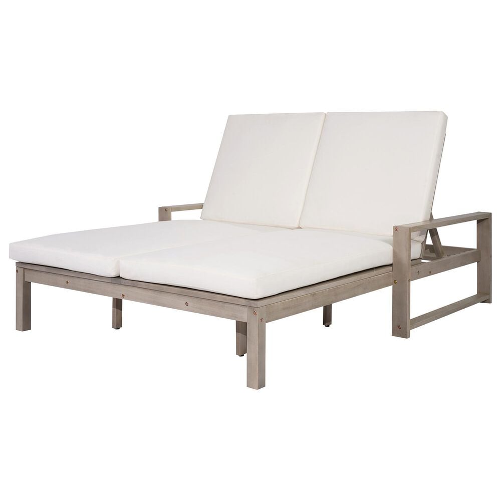 HOMLUX Patio 2-Person Lounge Chair with Grey Frame in Beige, , large
