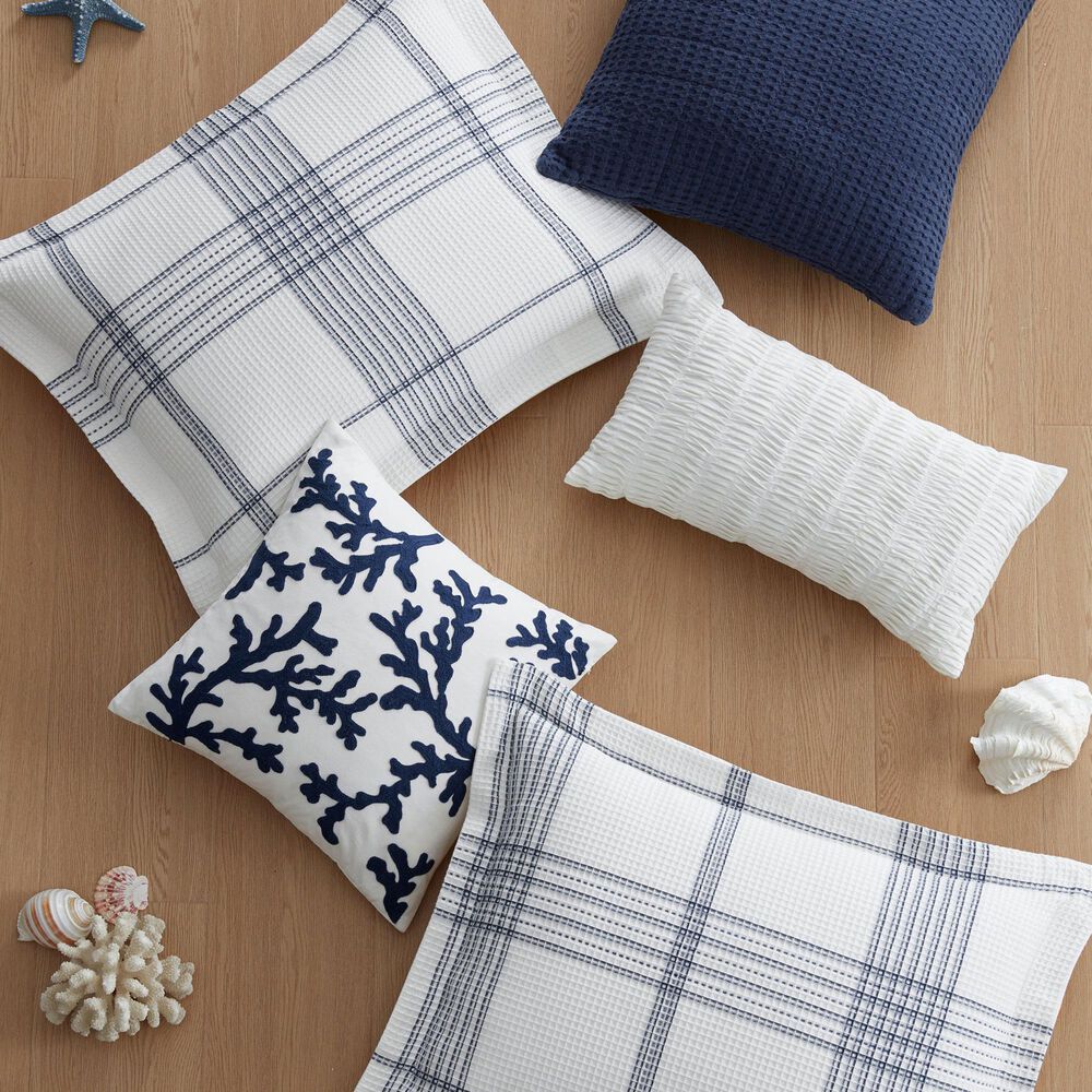 Levtex Waffle Plaid 3-Piece Full/Queen Comforter Set in Navy and White, , large