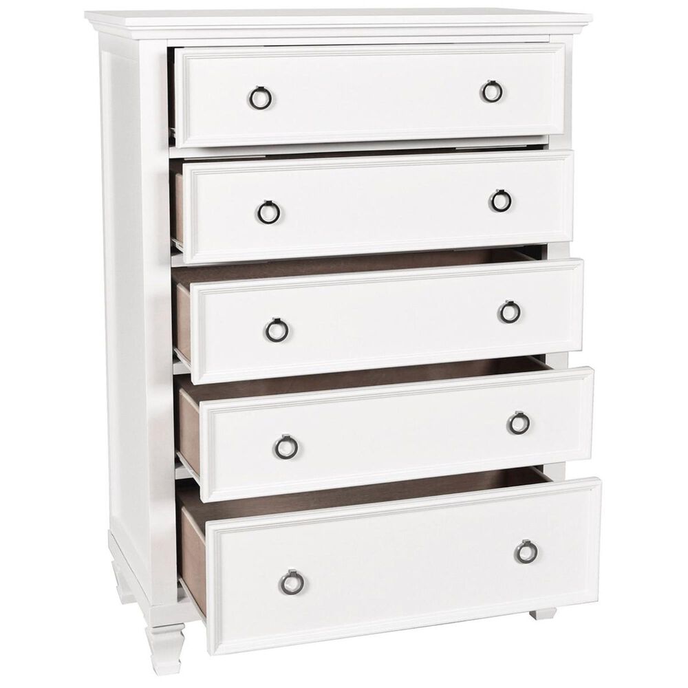 New Heritage Design Tamarack 5 Drawer Chest in White, , large