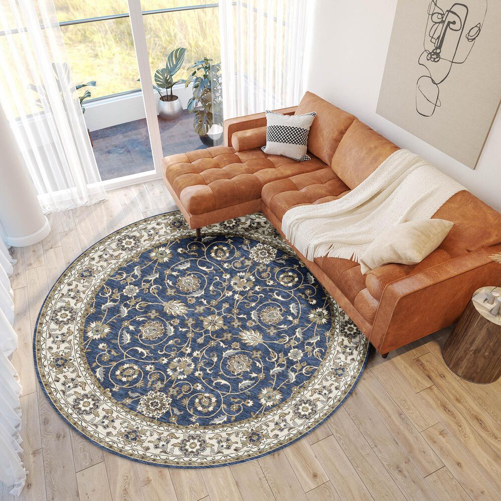 Dalyn Rug Company Hatay HY1 8&#39; Round Navy Area Rug, , large