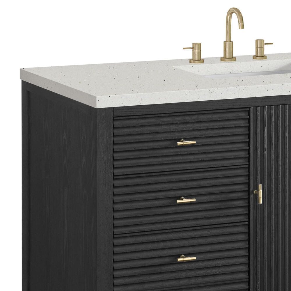 James Martin Vanities Myrrin 48&quot; Vanity in Carbon Oak with 3 cm Lime Delight Quartz Top, , large