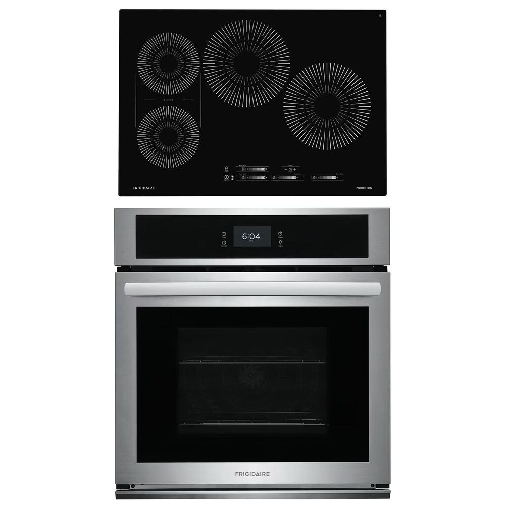 Frigidaire 2-Piece Kitchen Package with Stainless Steel 27&quot; Single Electric Wall Oven and Black 30&quot; Induction Cooktop, , large