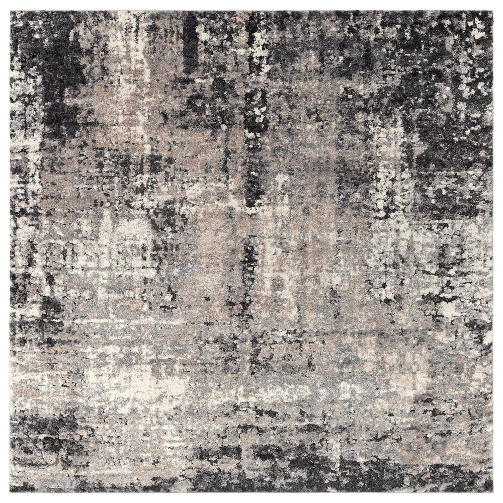 Surya Tuscany TUS-2312 7"10" Square Gray, Charcoal, Black and Ivory Area Rug, , large