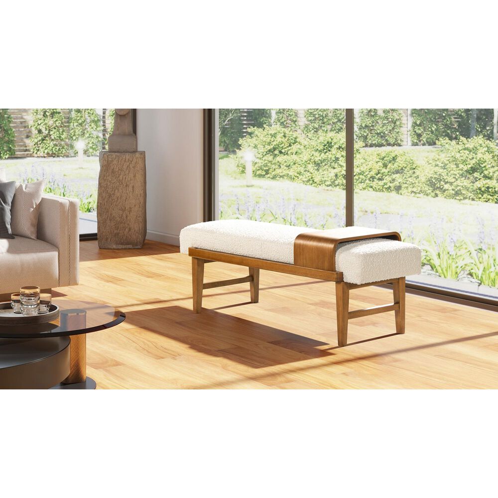 Jennifer Taylor Home Billie Modern Telephone Bench with Sliding Shelf in Natural Brown, , large