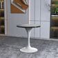 Leisuremod LeisureMod Verve Collection 27 Round Dining Table, White Base with Sintered Stone Black Top, , large