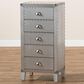 Baxton Studio Carel 5-Drawer Accent Storage Cabinet in Silver, , large