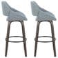 LumiSource Fabrico 30" Swivel Fixed-Height Bar Stool with Blue Noise Fabric Upholstery in Black and Glazed Walnut (Set of 2), , large