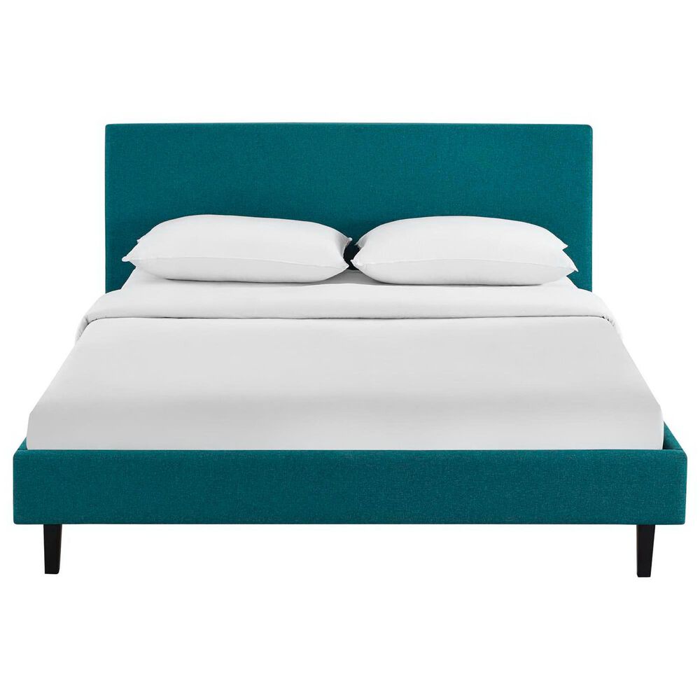 Modway Anya Fabric Full Platform Bed in Beige, , large