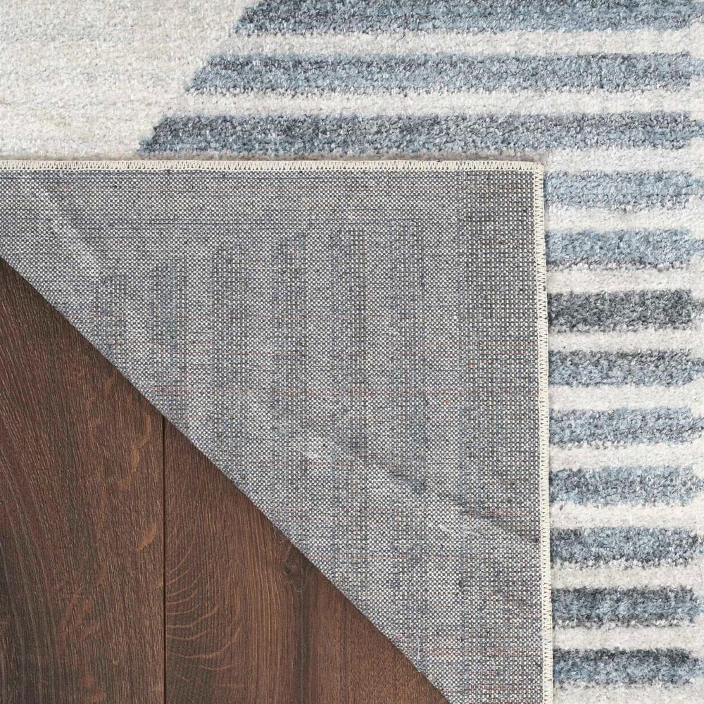 Nourison Astra Machine Washable ASW03 6&#39;7&quot; x 9&#39; Ivory and Blue Area Rug, , large
