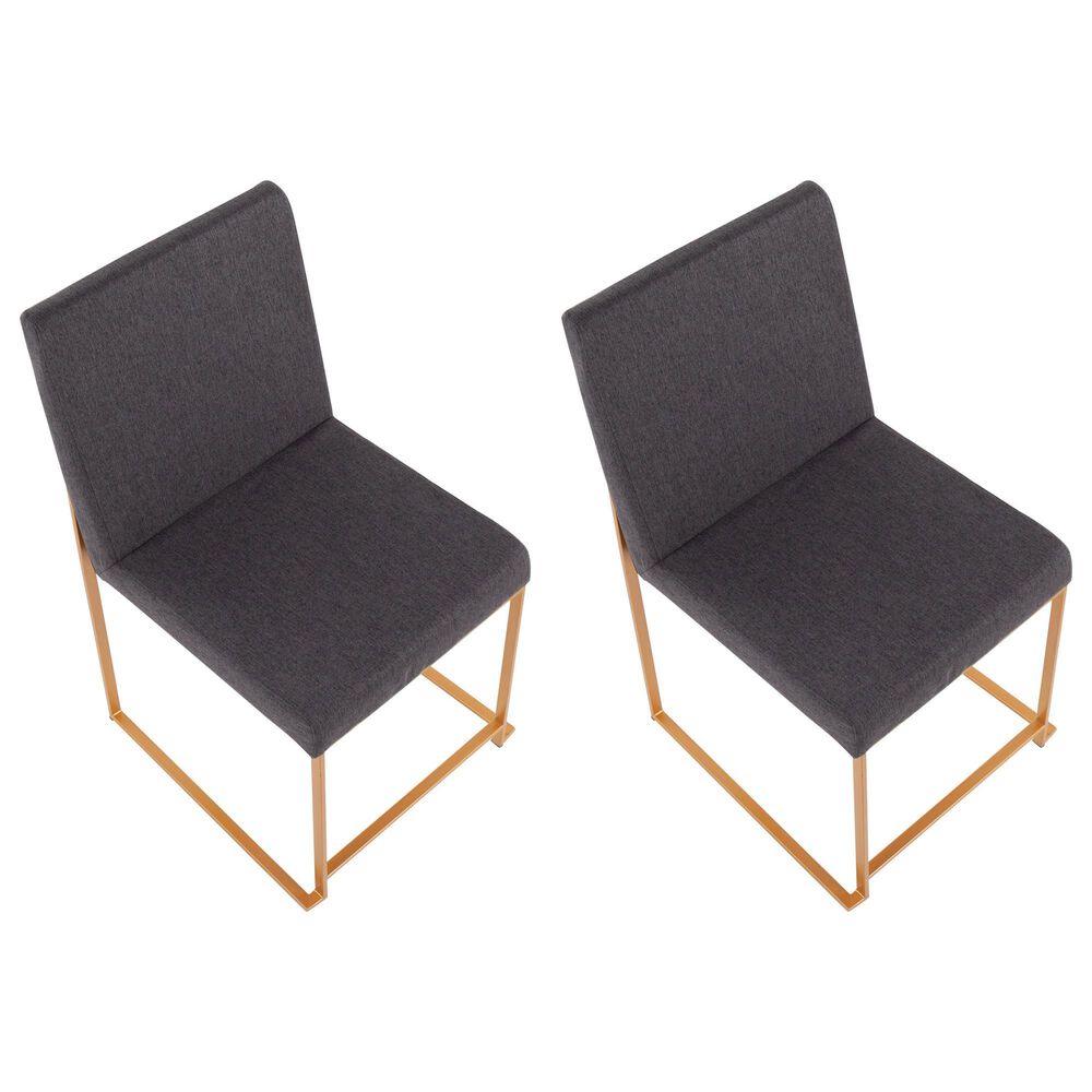 Lumisource Fuji Side Chair with Charcoal Cushion in Gold (Set of 2), , large