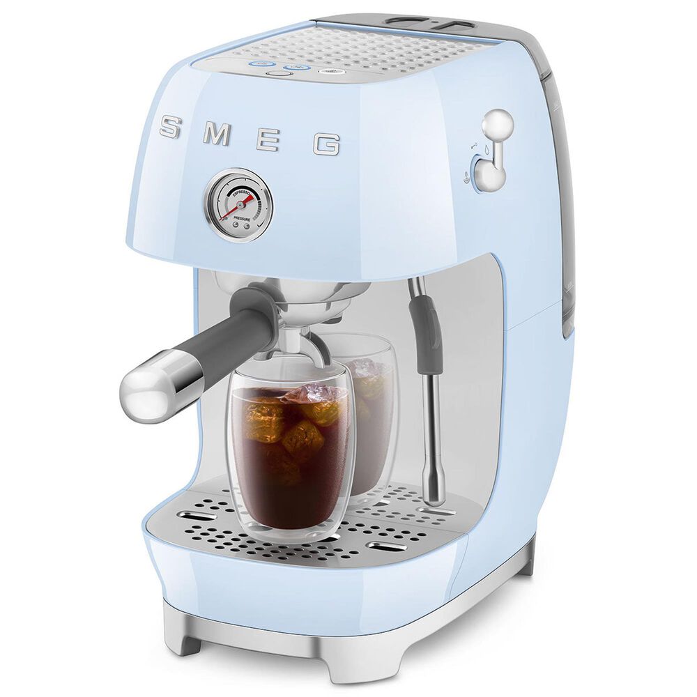 SMEG Retro Style 47 Oz Espresso and Cold Brew Coffee Machine in Pastel Blue, , large