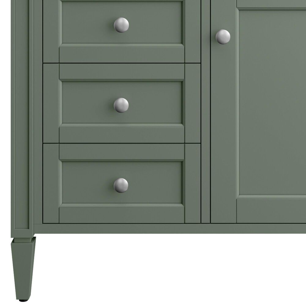 James Martin Vanities Brittany 30&quot; Single Bathroom Vanity in Smokey Celadon with Single Hole 3 cm White Zeus Quartz Top and Rectangular Sink, , large