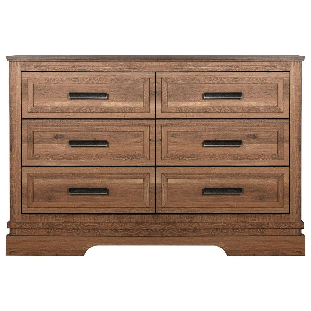 New Heritage Design Coventry Hall 6-Drawer Dresser and Mirror in Pecan, , large