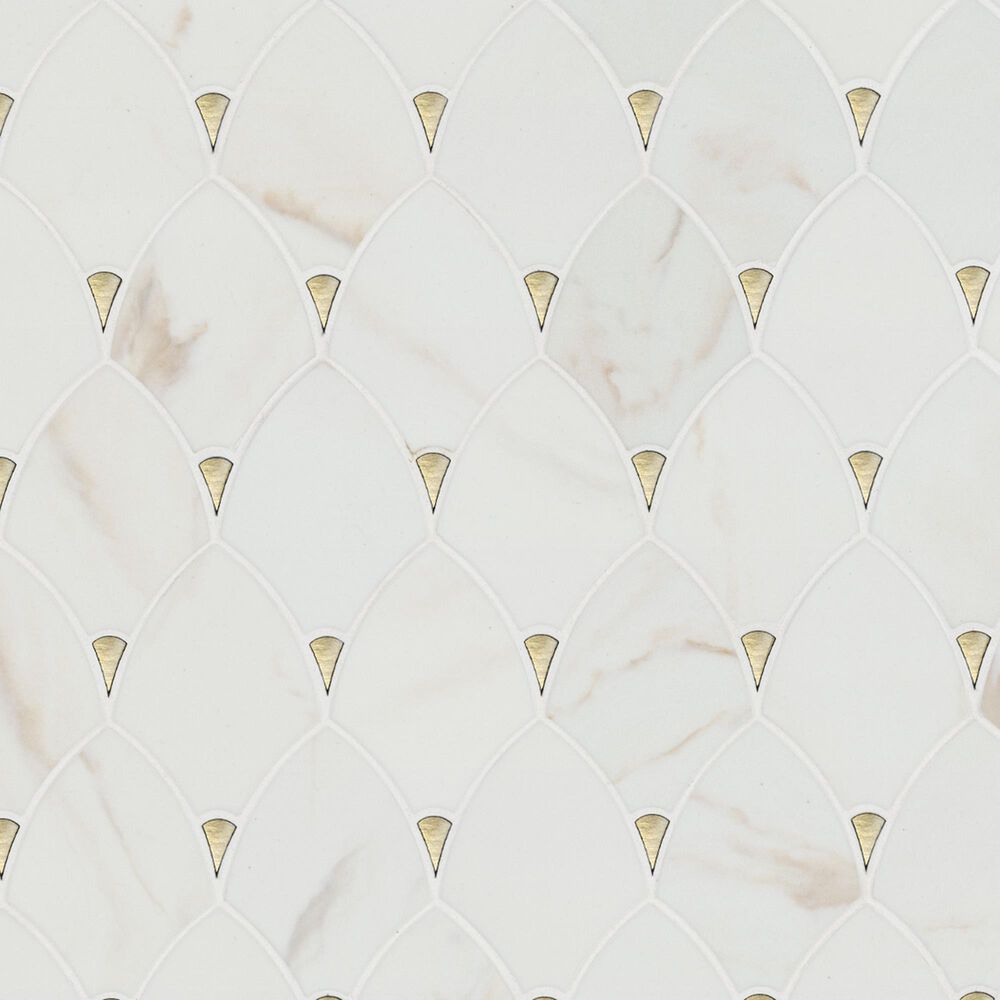 MS International Citadel Gold Trident 11" x 12" Glass Mosaic Sheet, , large