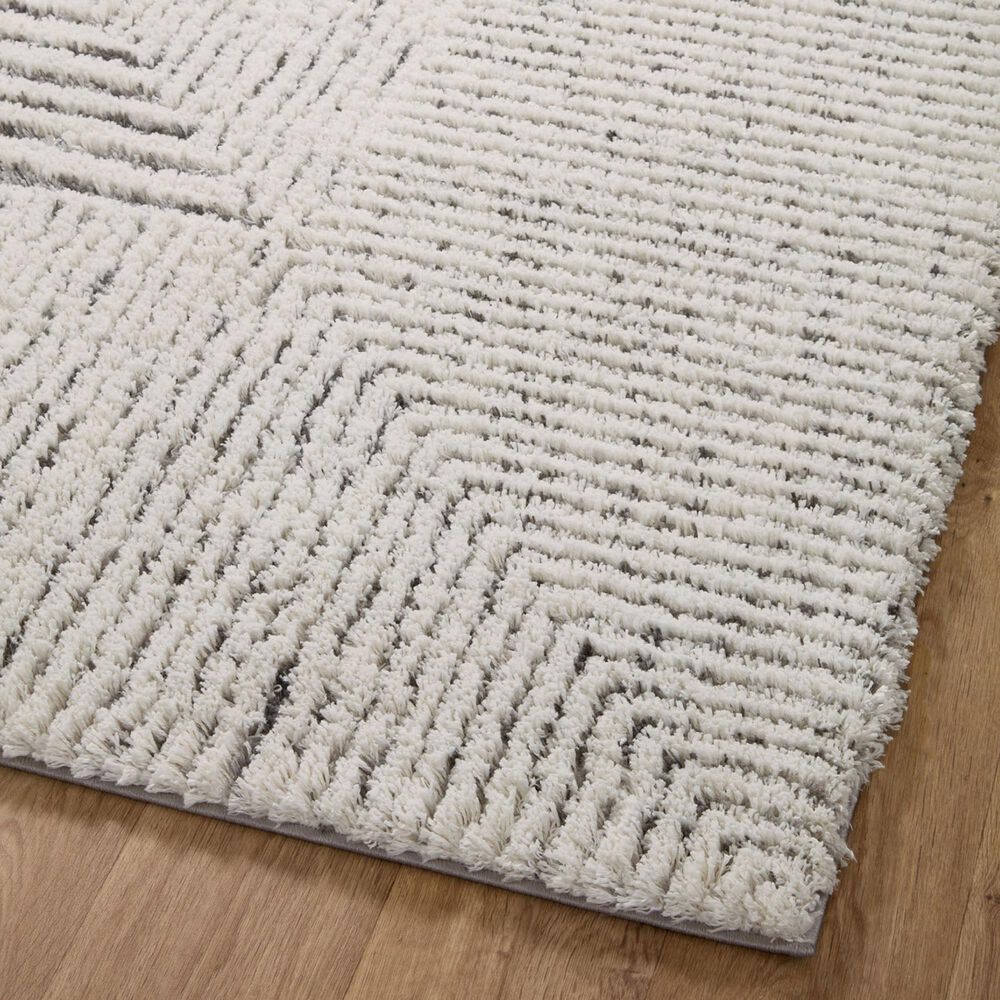 Loloi Levitt Shag 2&#39;7&quot; x 12&#39; Ivory and Grey Runner, , large