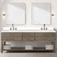 Lexora Home Norwalk 84" Double Bathroom Vanity in Grey Oak with White Cultured Marble Top and Rectangle Sink, , large