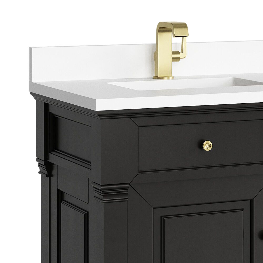 James Martin Vanities Brookfield 60&quot; Double Bathroom Vanity in Black Onyx with Single Hole 3 cm White Zeus Quartz Top and Rectangular Sinks, , large