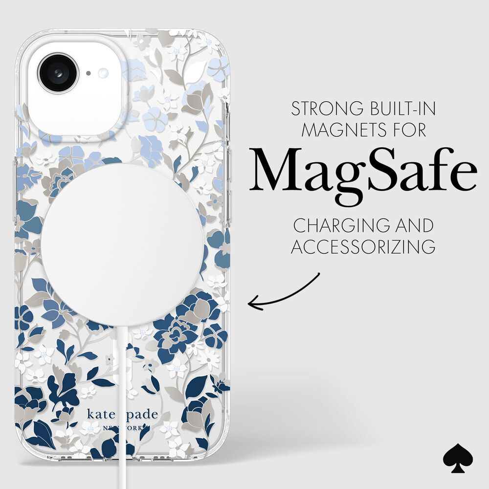 Kate Spade Protective MagSafe Case for Apple iPhone 16e/15/14/13 in Flowerbed Blue, , large