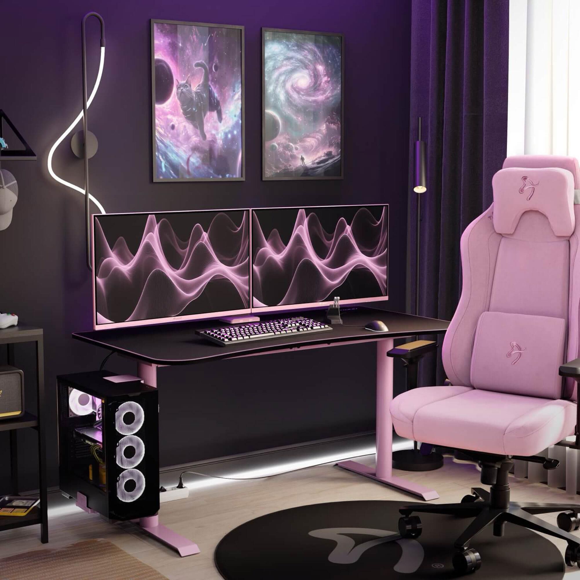 Arozzi Arena Medium Gaming Desk in Pink