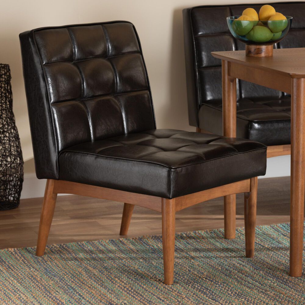 Baxton Studio Sanford Side Chair with Dark Brown Cushion in Walnut Brown, , large