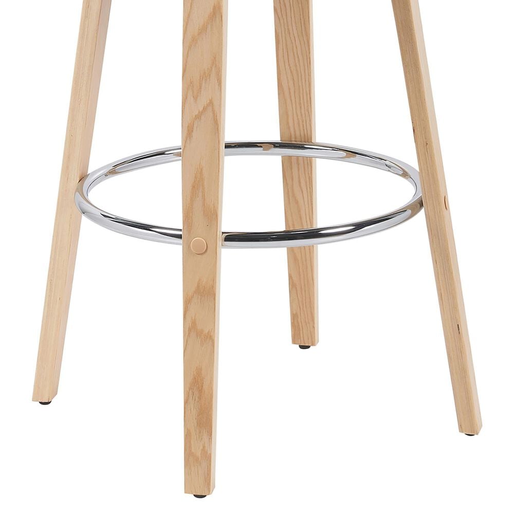 Armen Living Sonia Swivel Bar Height Stool with Black Upholstery in Oak, , large