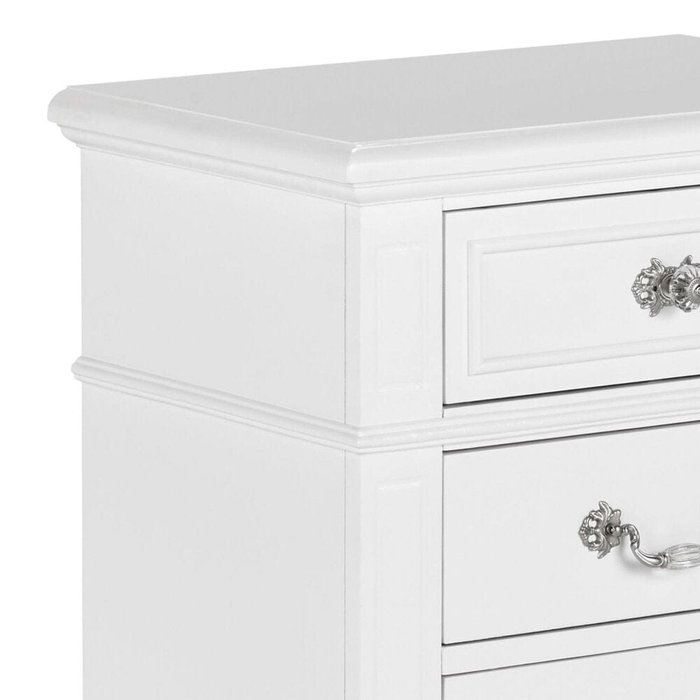 Elements International Direct Ship Annie 3-Drawer Nightstand in White, , large