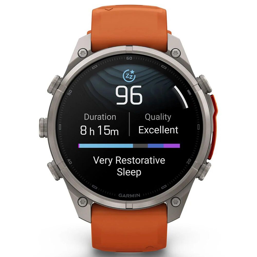 Garmin fenix 9 Pro Smartwatch 47mm Titanium with Autumn Orange and Spark Orange Silicone Band, , large