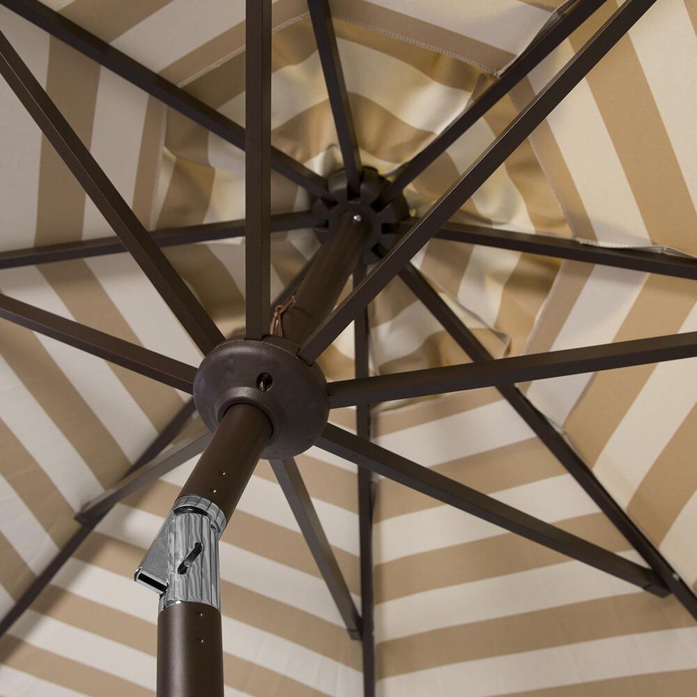 Safavieh Athens 9 ft. Auto Tilt Crank Umbrella in Beige and White, , large