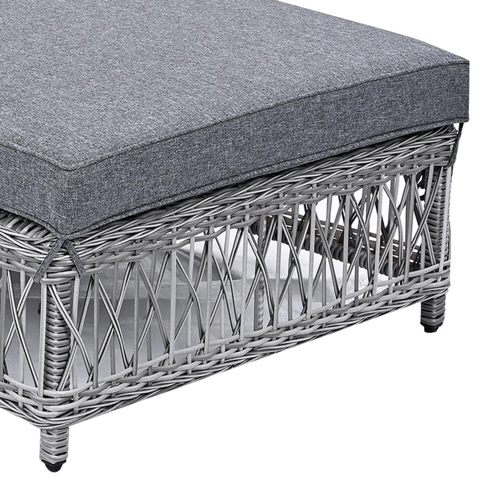 Hearth and Haven GO Outdoor Long Reclining Chaise Lounge with Armrests and Adjustable Backrest in Grey, , large